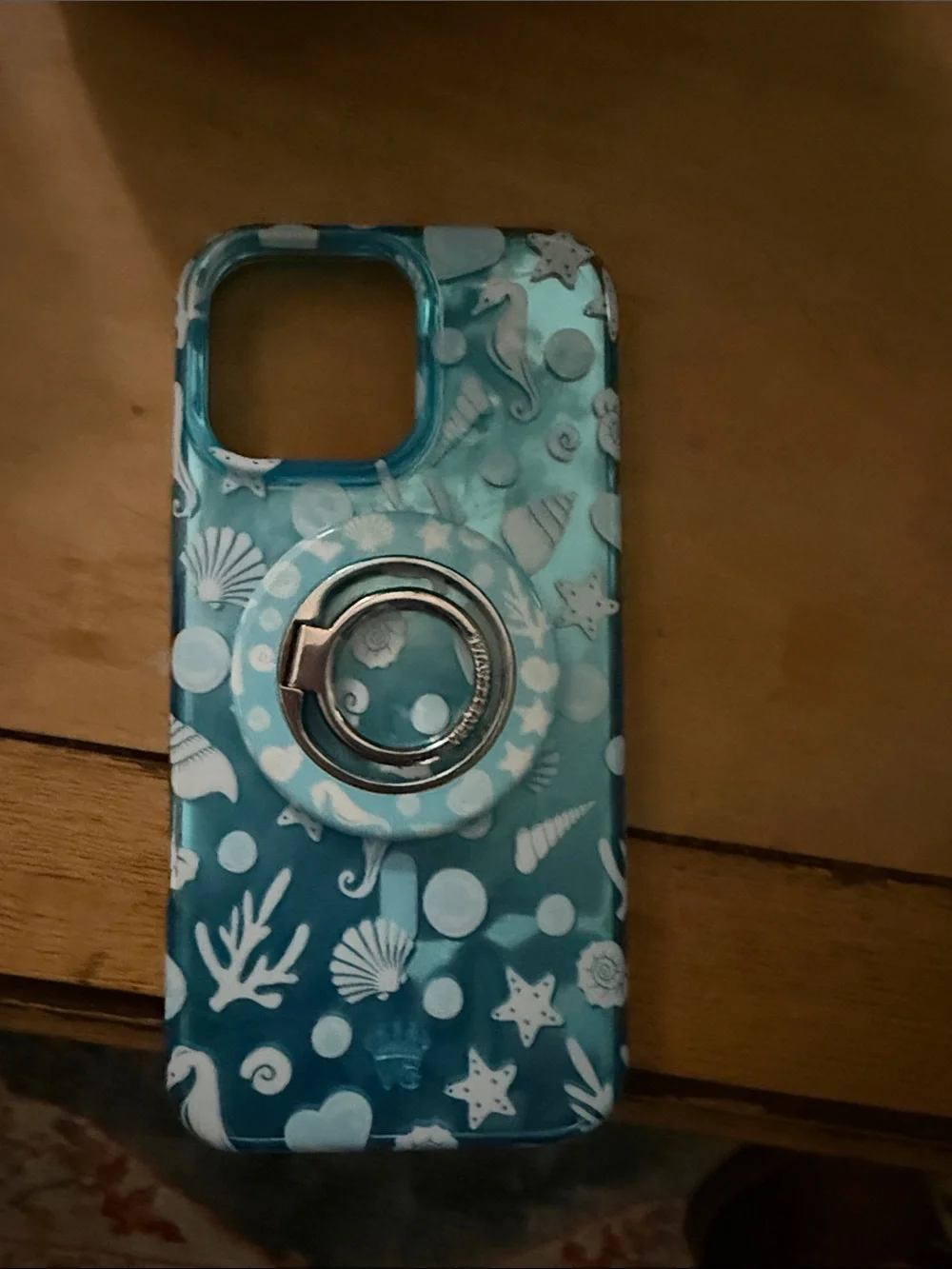 Velvet Caviar Blue Seashell Ring Grip Phone Case for iPhone 16 pro max